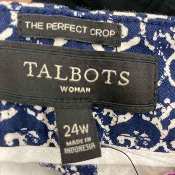 Talbots 24W Blue Geometric The Perfect Crop Pants Coastal Summer Office - Picture 6 of 6